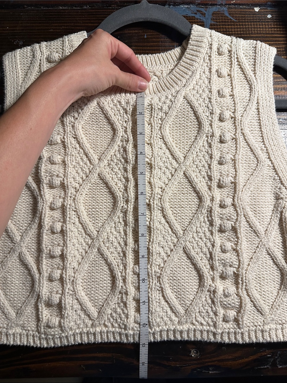 Zara Cream Cable Knit Cropped Sweater Vest - Picture 7 of 9